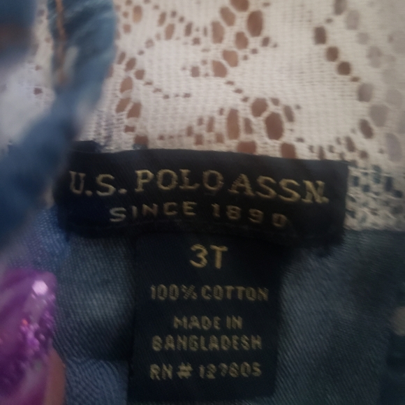 Girls 3T U.S. Polo Assn Polka Dot Shorts Romper - Picture 2 of 3